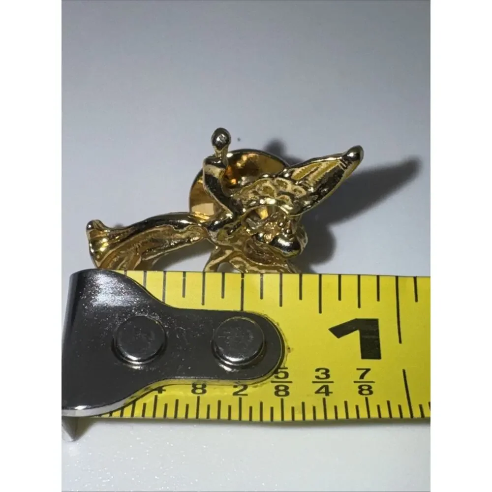 Vintage Guardian Angel Lapel Pin Gold Shirt Hat Collar Push Back Back Brooch